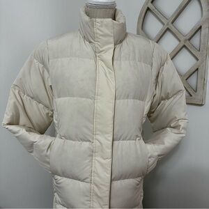 LL Bean Ultrawarm Three Quarter Length Down Coat Paperwhite Women’s Pet. Medium